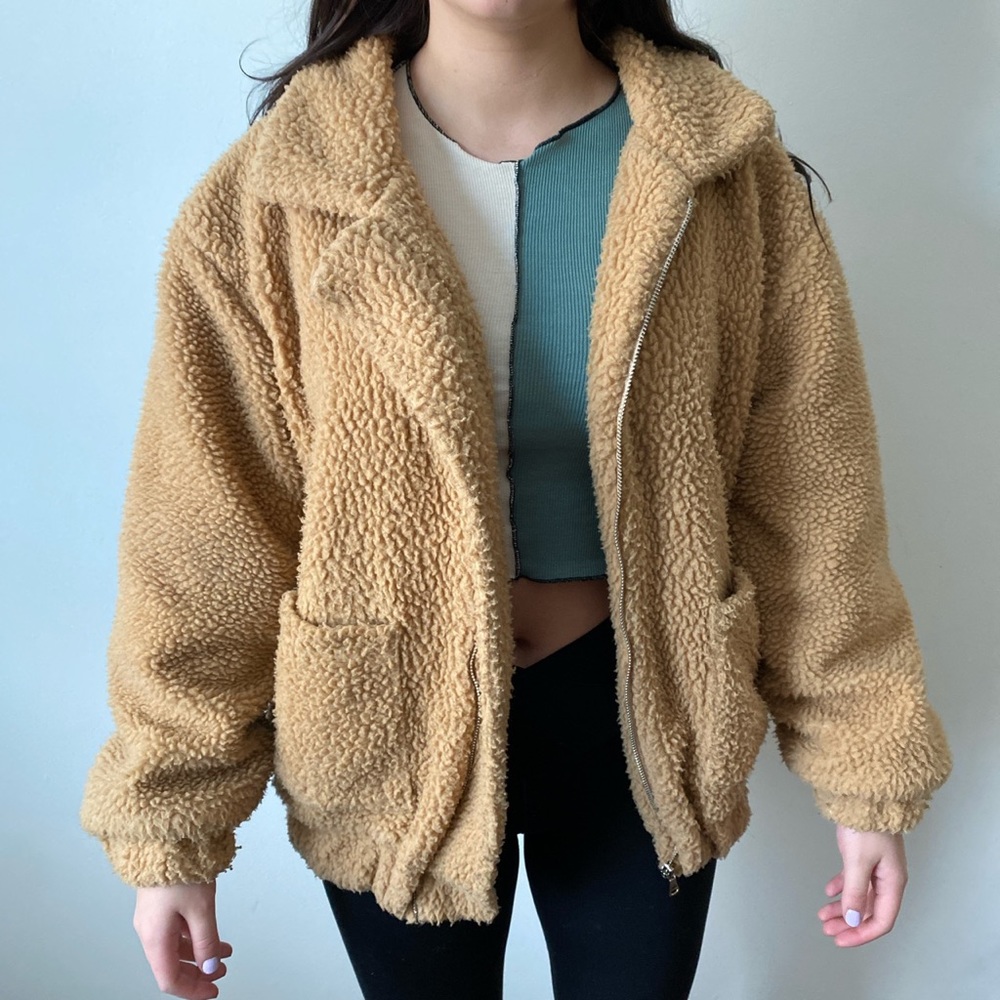 Teddy zip up coat size small